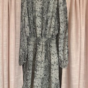 Banana Republic Black and Gray Snake Print Dress